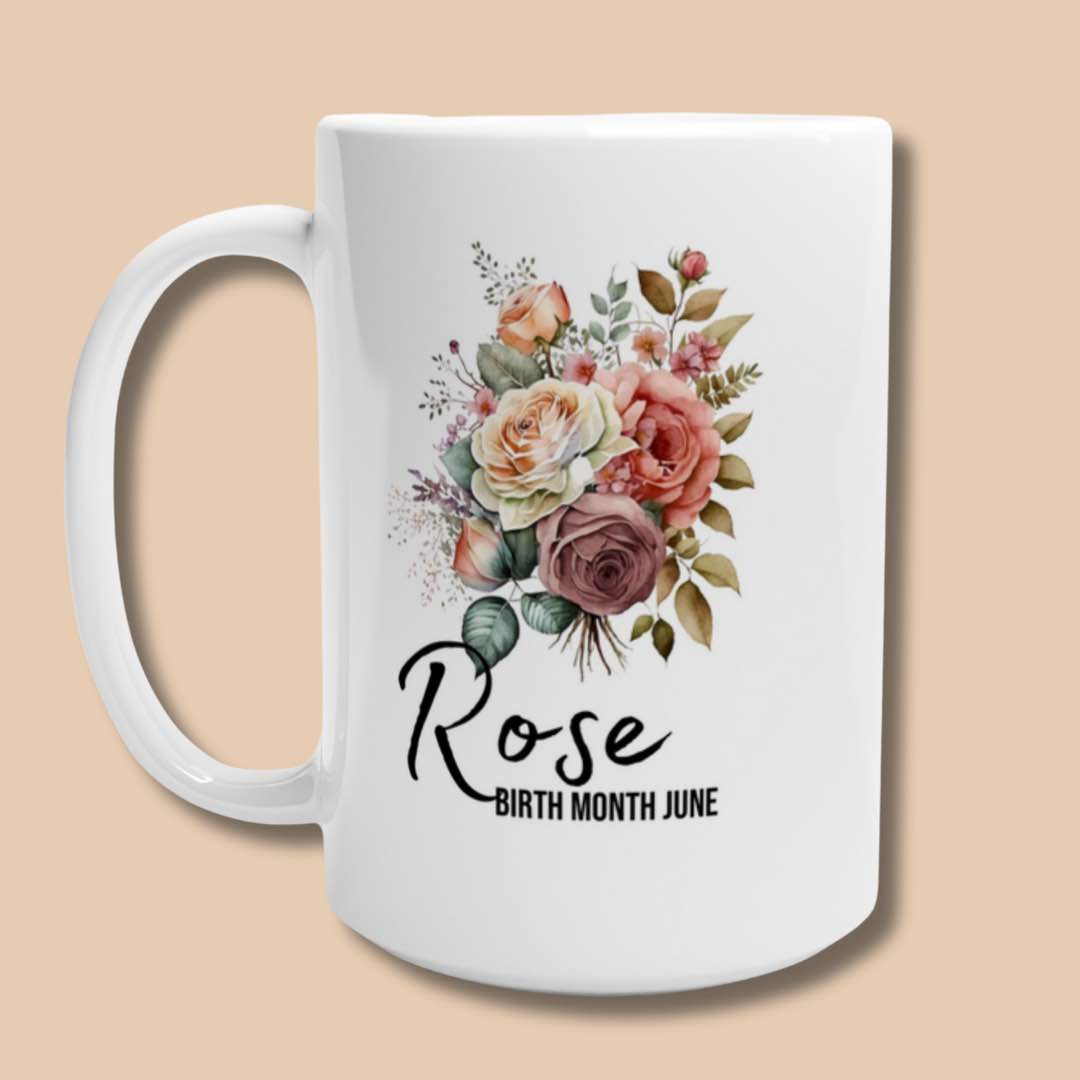 Rose-birth month June flower-15oz-mug-Alinaimprints 