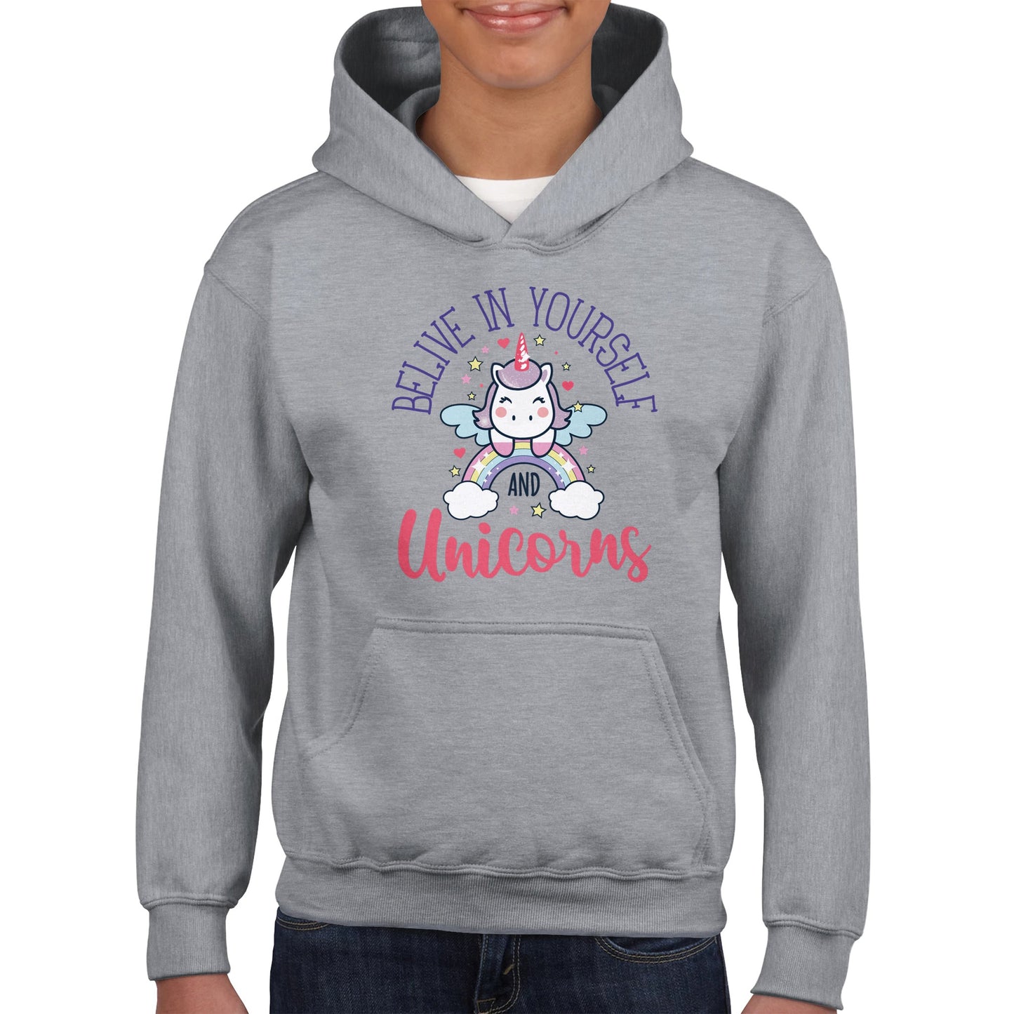 Believe in yourself and unicorns Classic Kids Pullover Hoodie