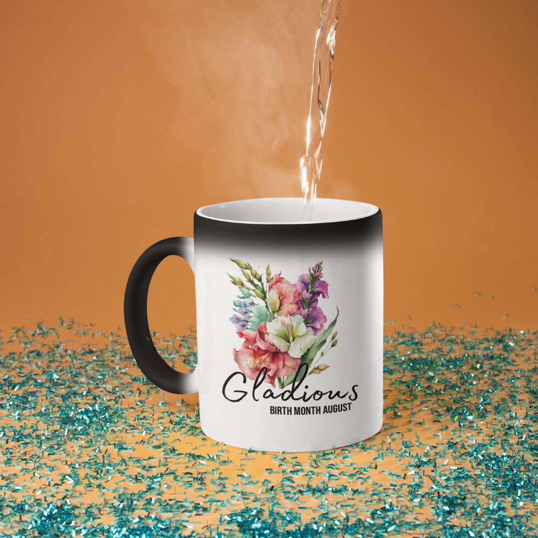 Gladiolus flower-birth month August -magic 11oz mug-Alinaimprints 