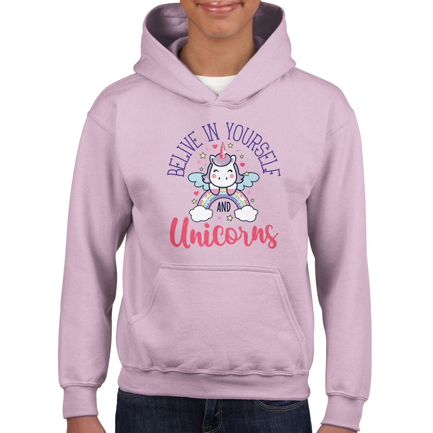 Believe in yourself and unicorns Classic Kids Pullover Hoodie