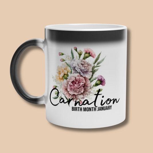 Carnation, birth month january flowers Magic 11oz Ceramic Mug