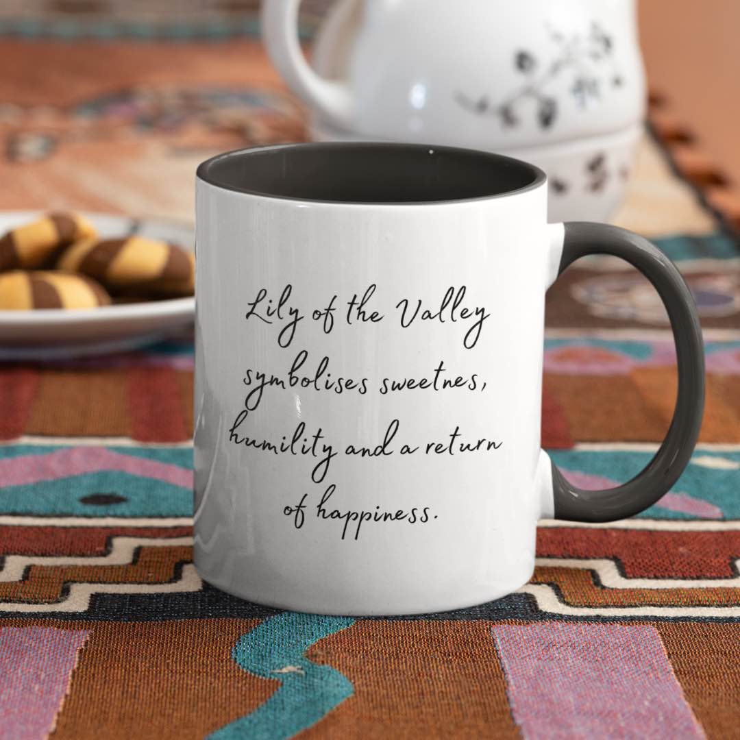 Birth month may flower mug with black colour inside