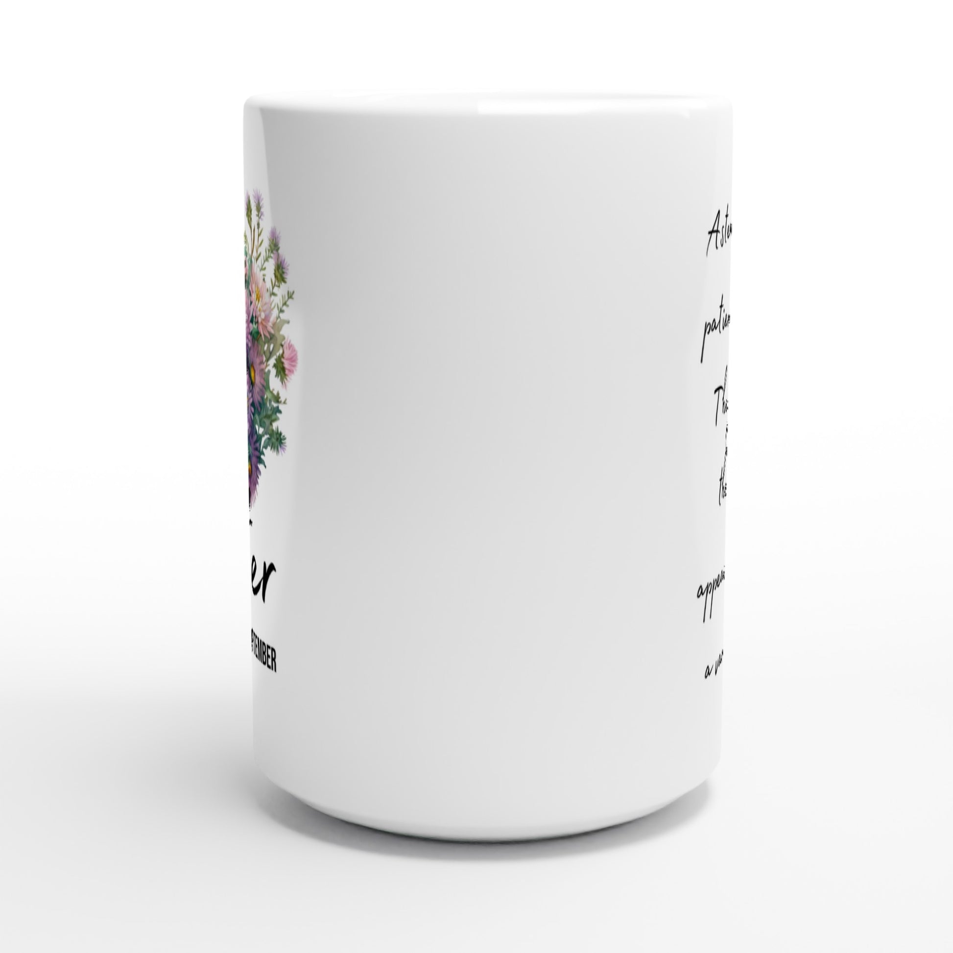 Aster flower-birth month September -15oz ceramic mug-side-Alinaimprints 