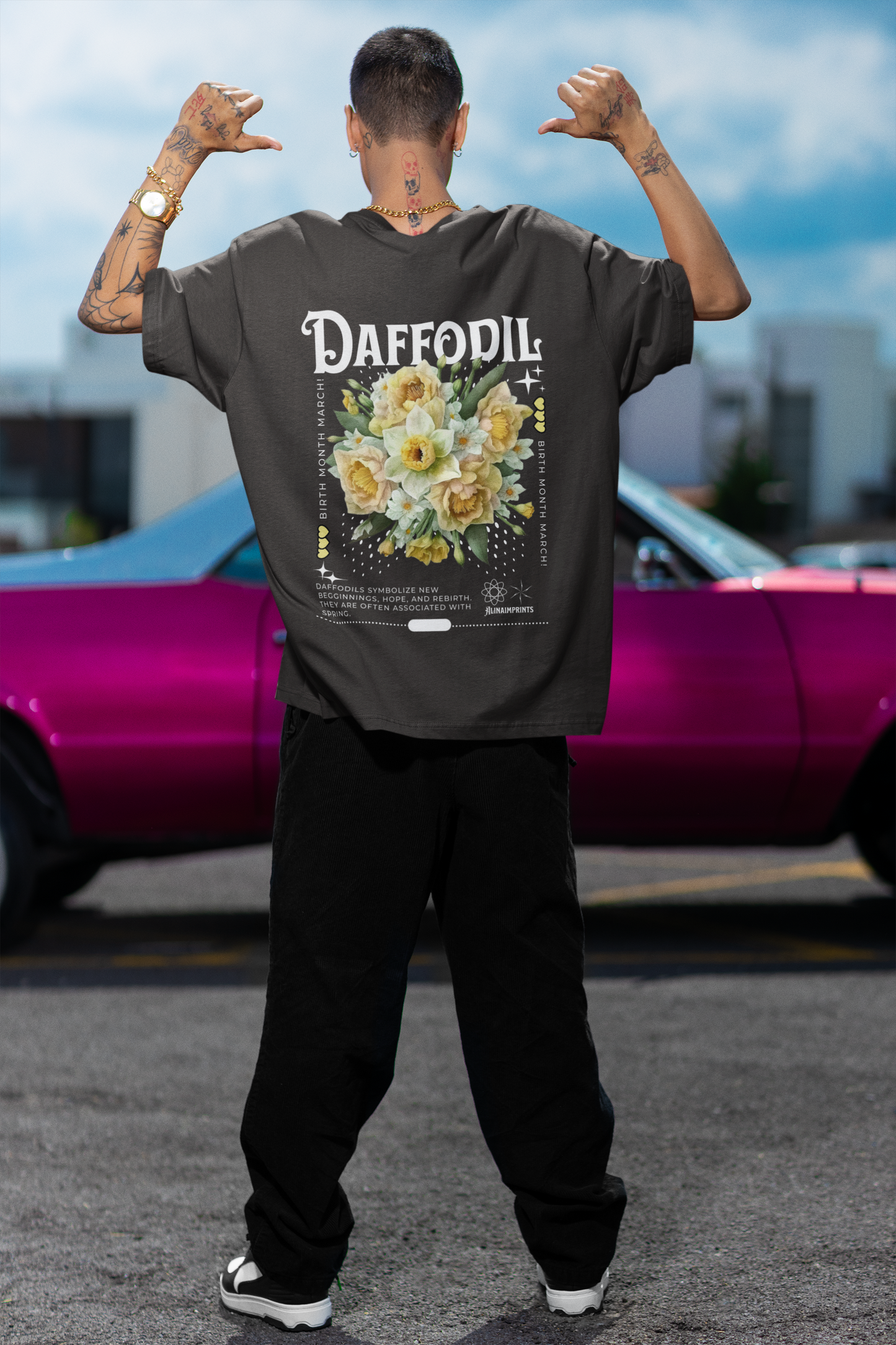 Daffodils, birth month March flower Heavyweight Unisex Crewneck T-shirt