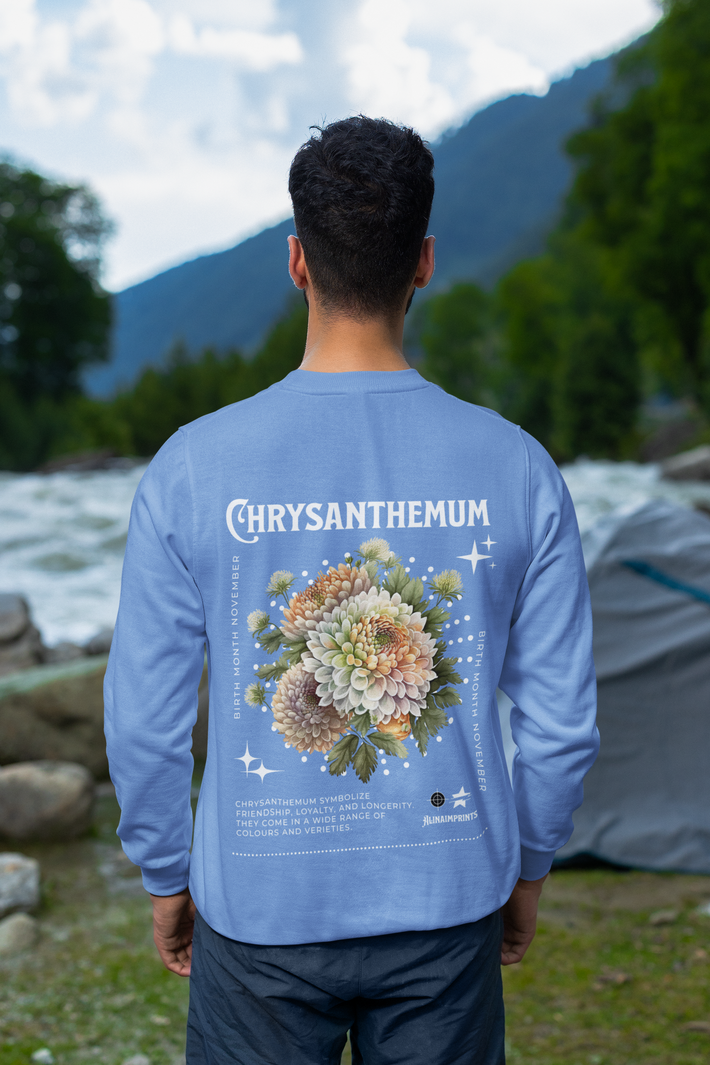 Chrysanthemum, birth month November flower Classic Unisex Crewneck Sweatshirt