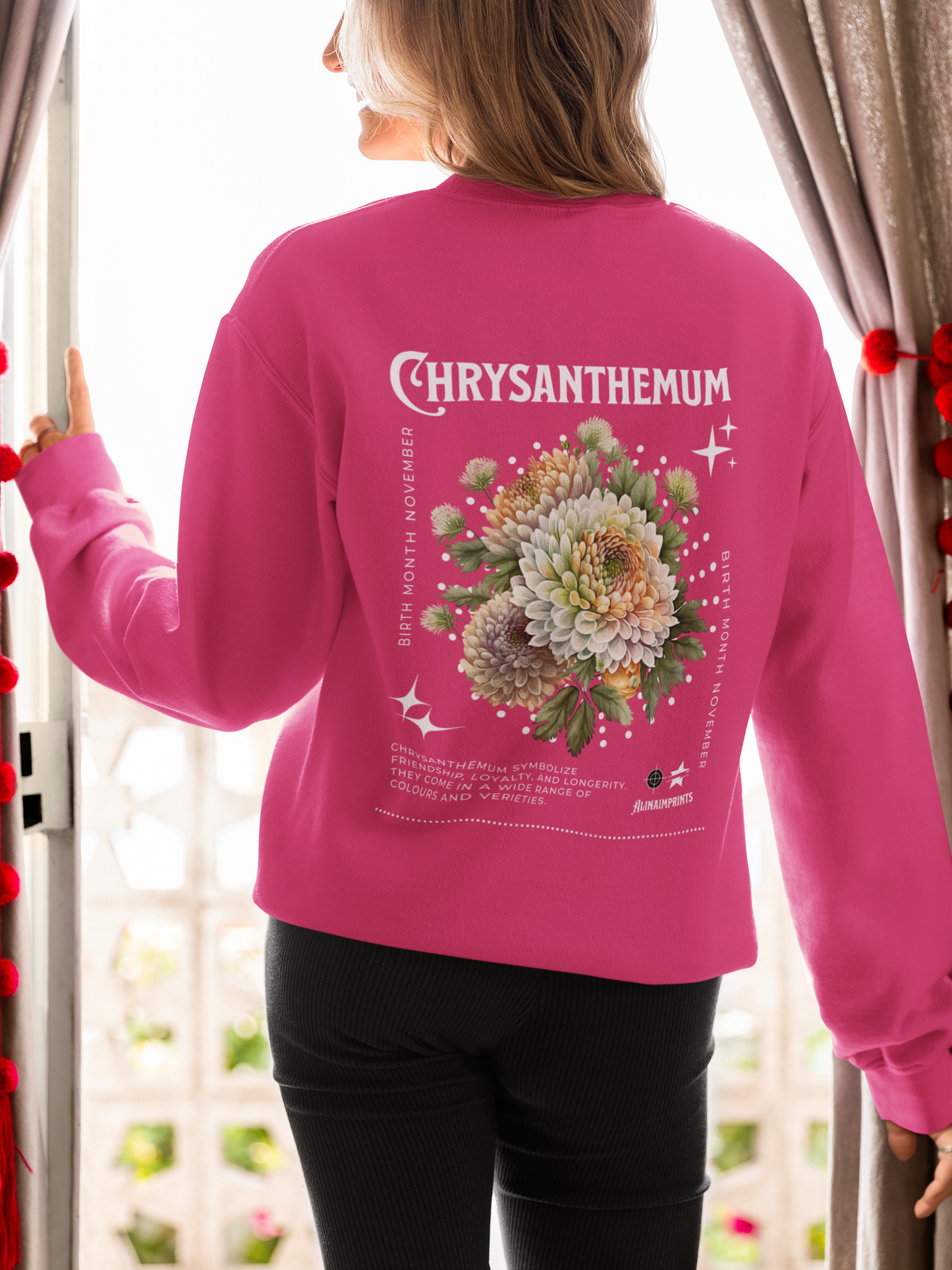 Chrysanthemum, birth month November flower Classic Unisex Crewneck Sweatshirt