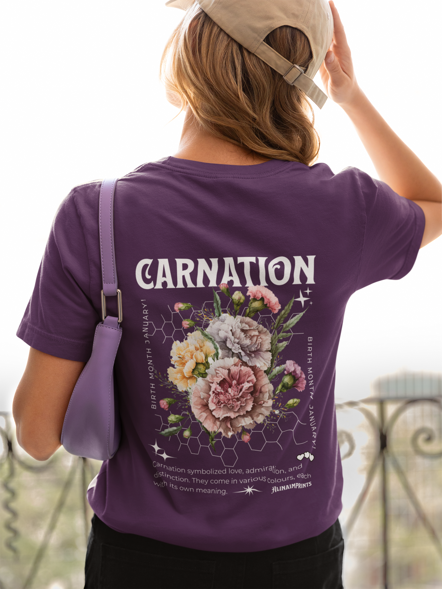 Carnation, birth month January flower Heavyweight Unisex Crewneck T-shirt