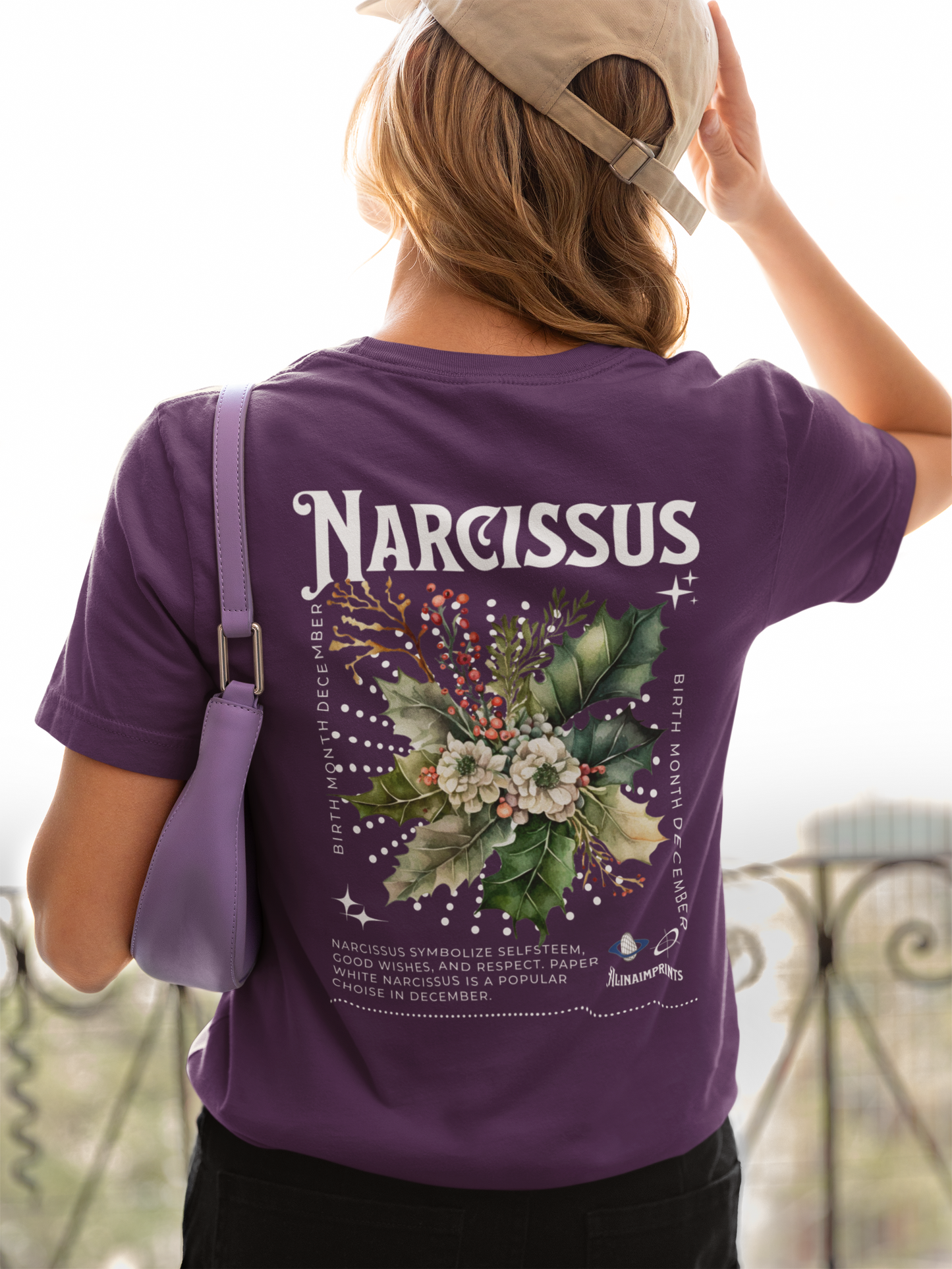 Narcissus, birth month December flower Heavyweight Unisex Crewneck T-shirt