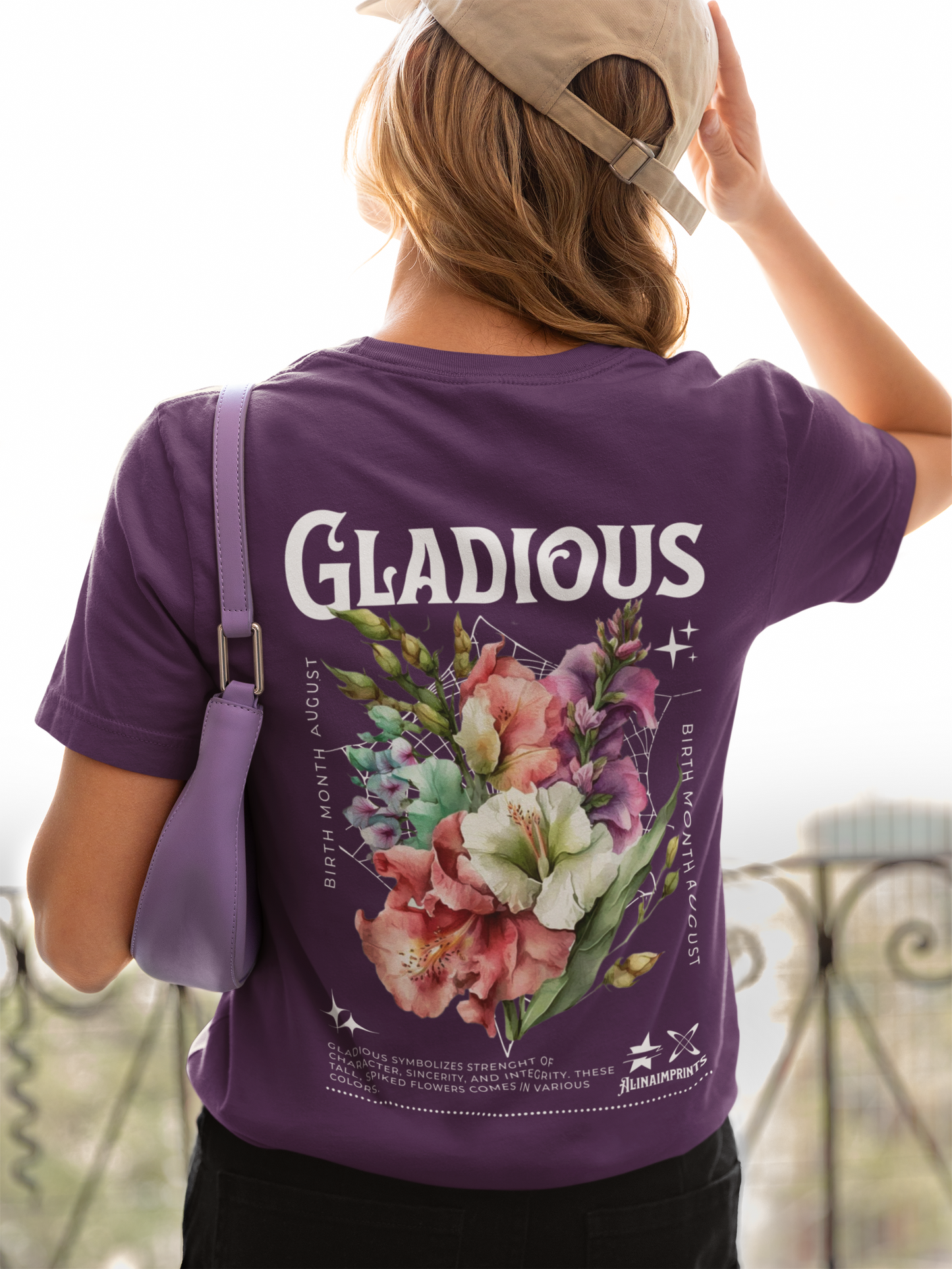 Gladiolus, birth month August flower Heavyweight Unisex Crewneck T-shirt