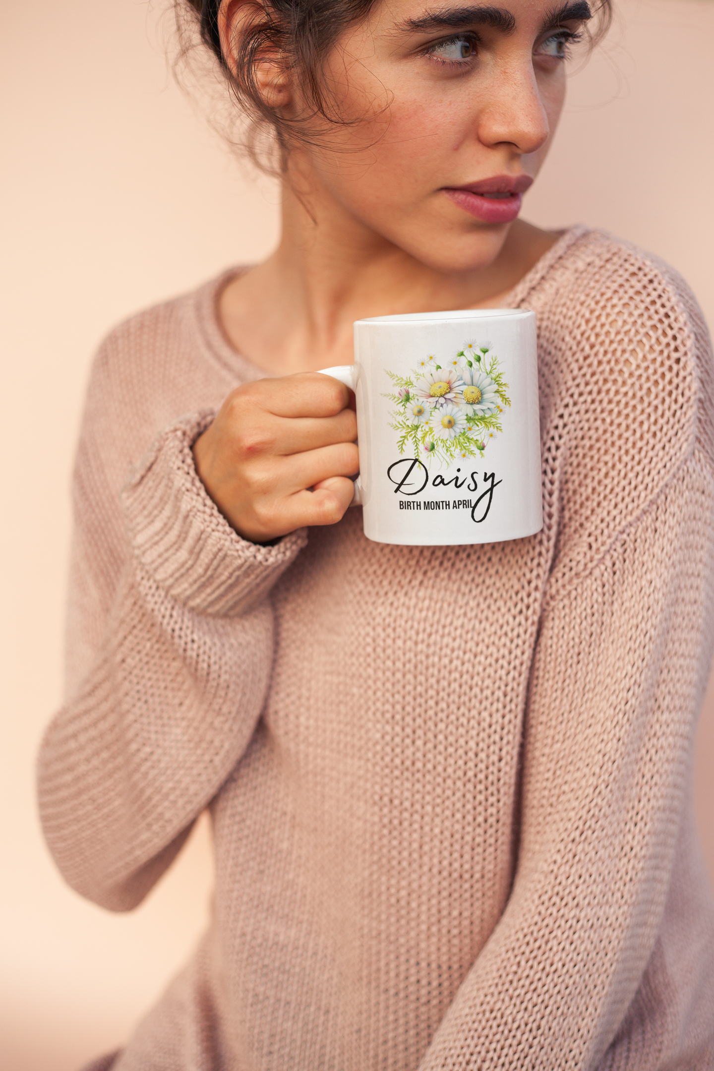 Daisy, birth month April flower White 11oz Ceramic Mug