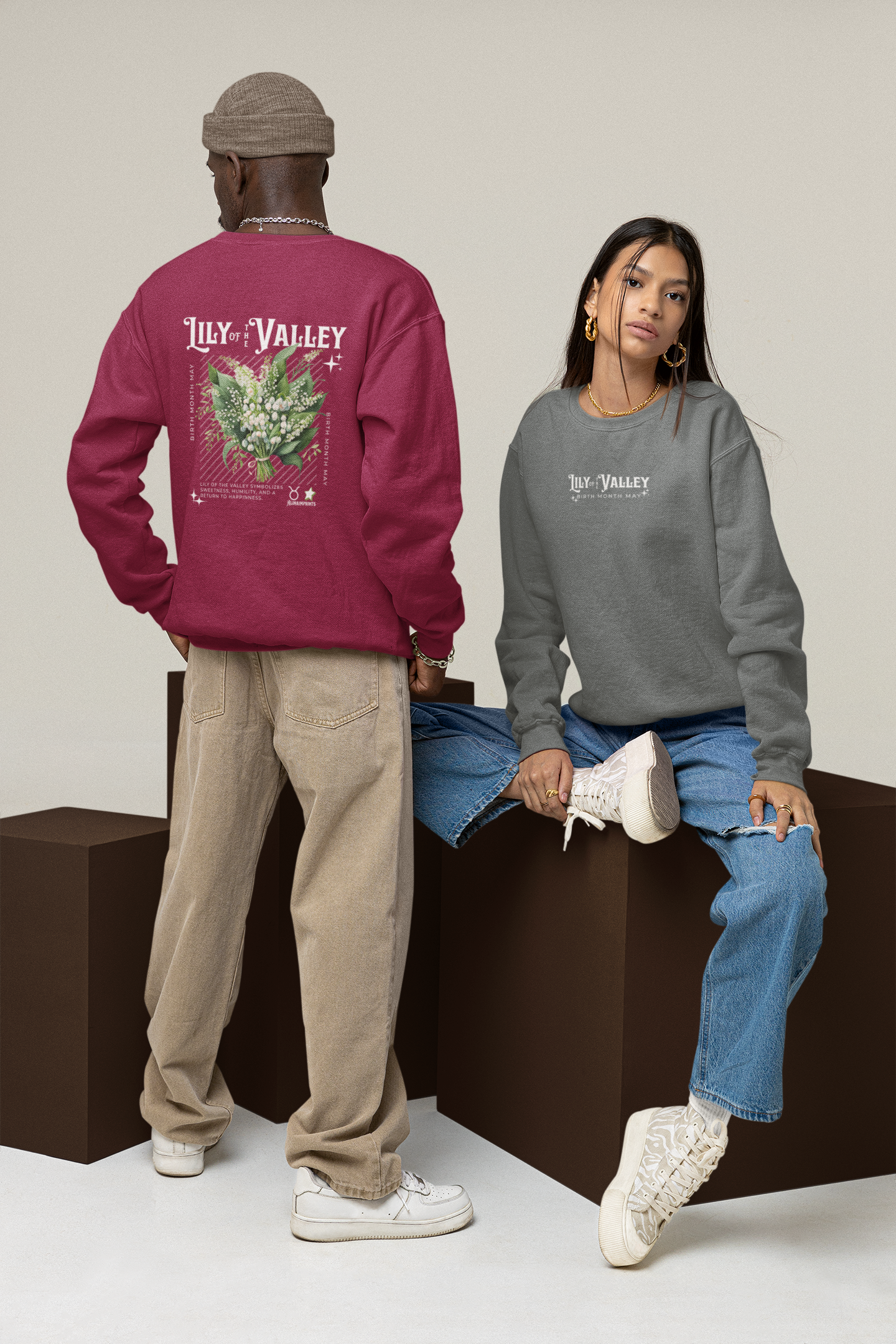 Lily of the valley, birth month May flower Classic Unisex Crewneck Sweatshirt