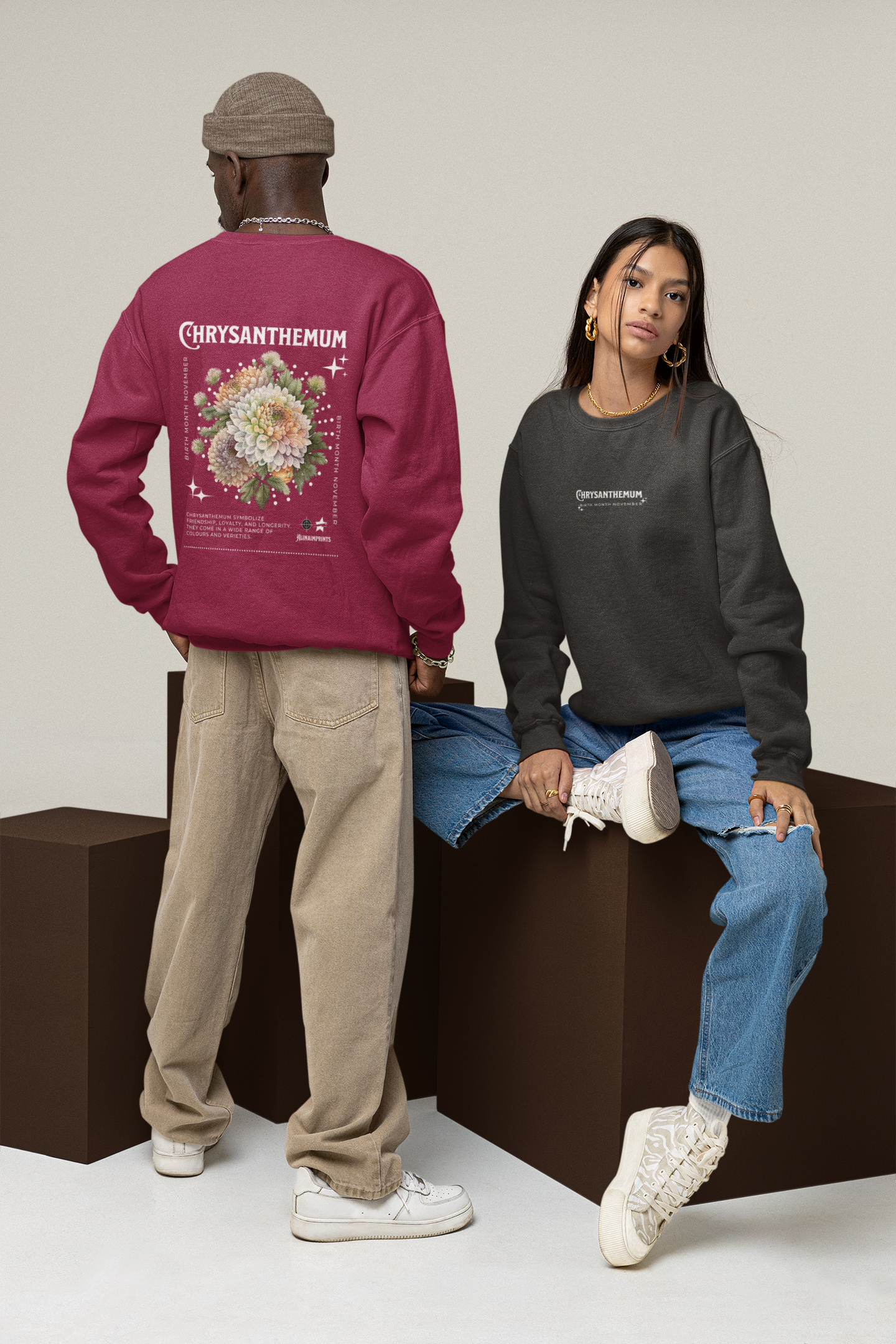 Chrysanthemum, birth month November flower Classic Unisex Crewneck Sweatshirt